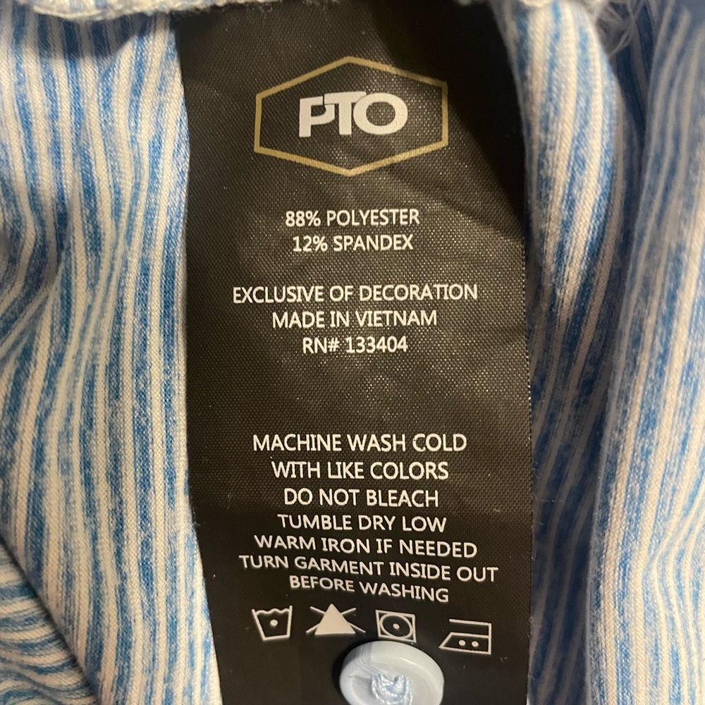 Men's Blue and White Striped Polo Shirt - PTO (Nordstrom Rack) - Picture 4 of 4